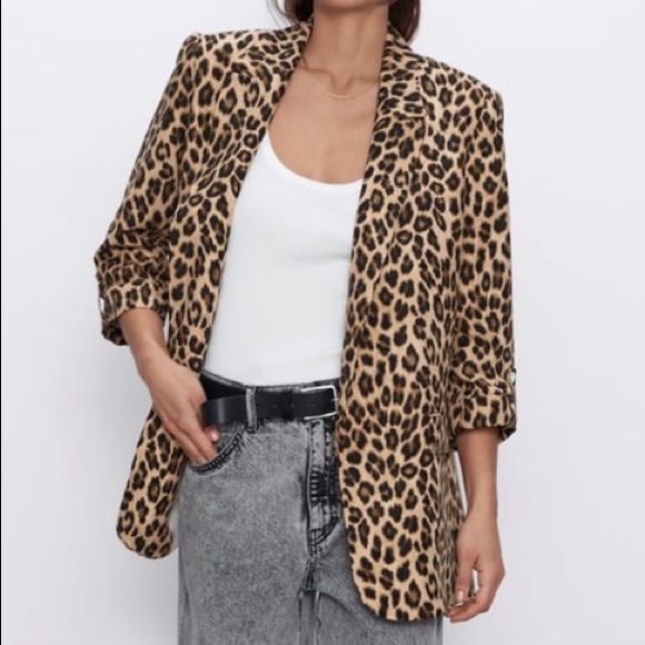 zara leopard blazer